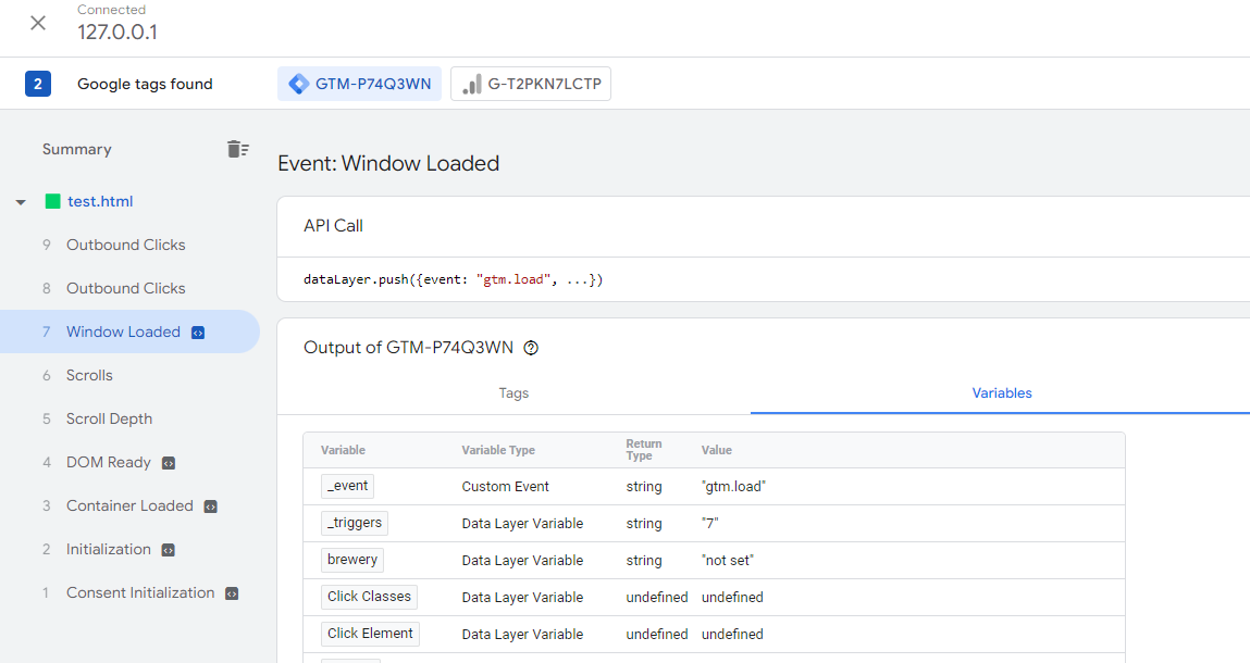 GTM Debug Page Load