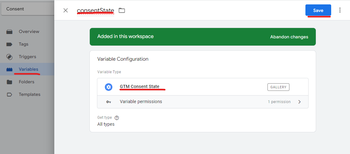 GTM Consent Variable