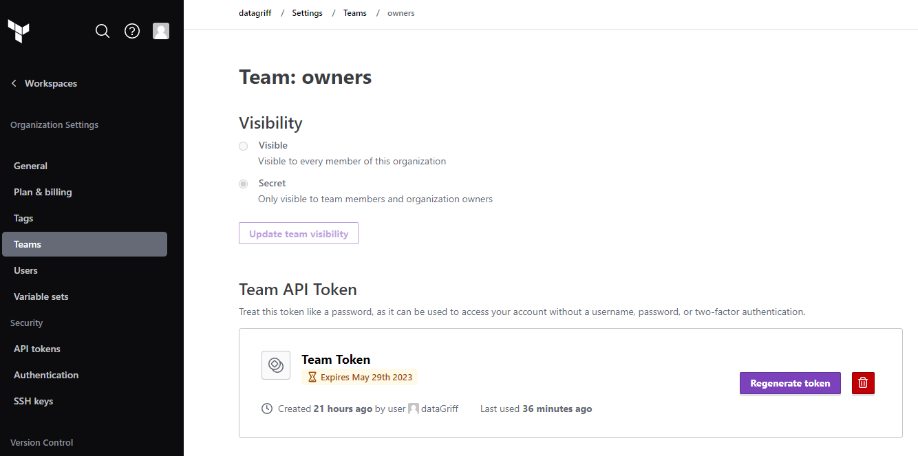 Terraform Cloud Token