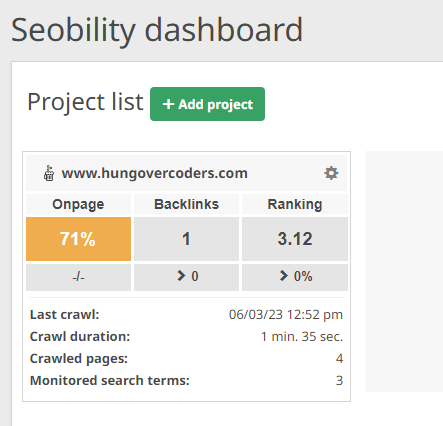 SEO Check Dashboard