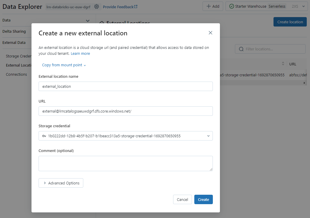 Create External Location