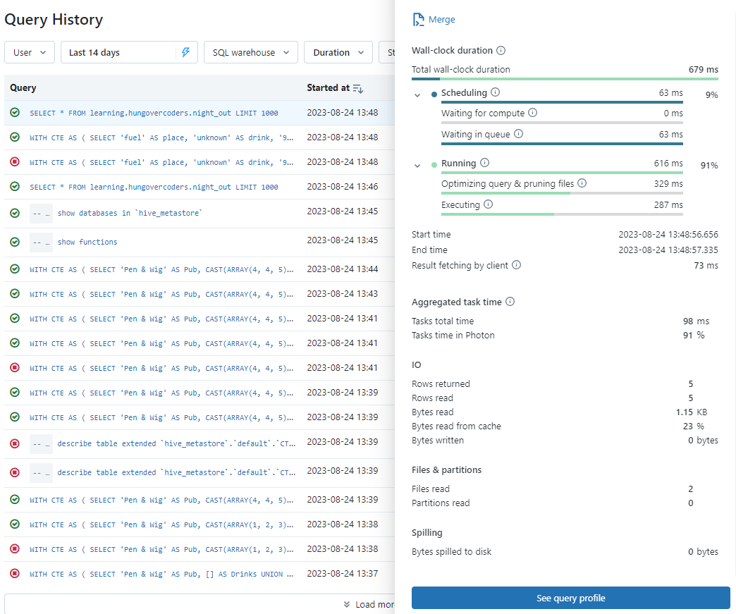 Query History Example