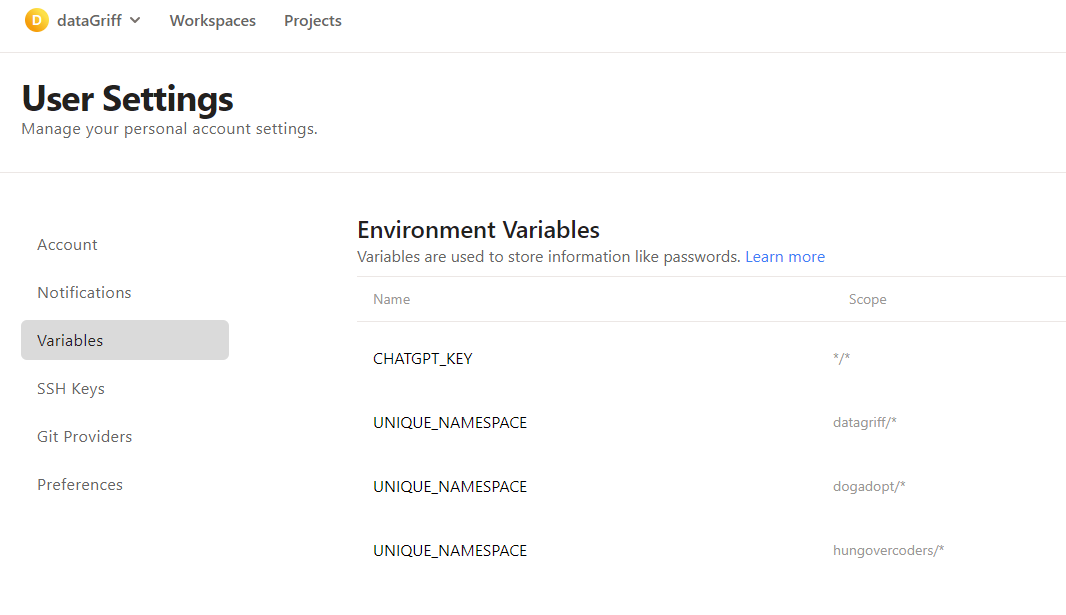 Gitpod Environment Variables