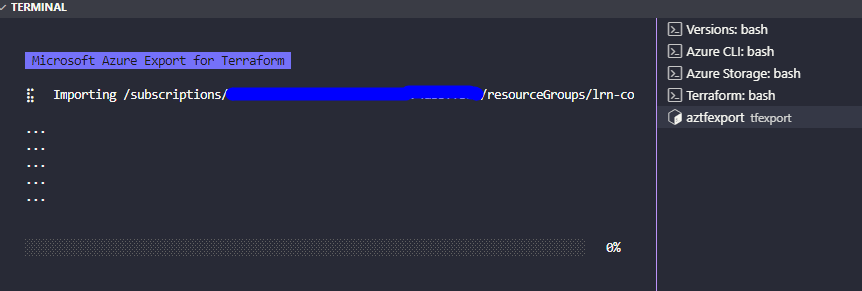 Aztfexport Importing