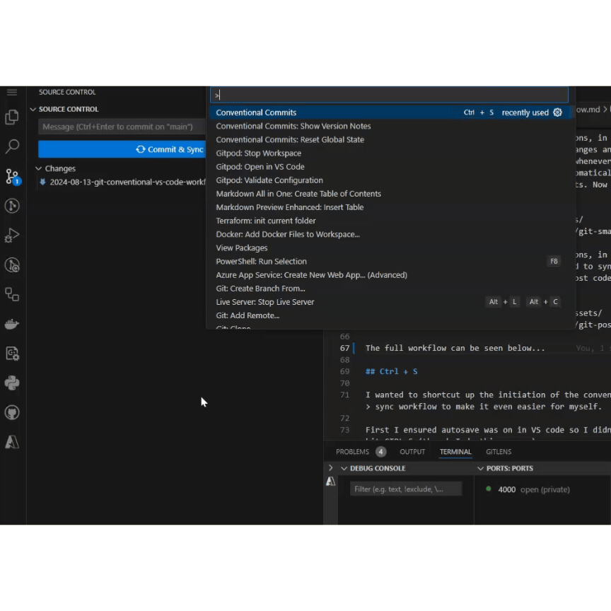 VS Code Conventional Commit Workflow