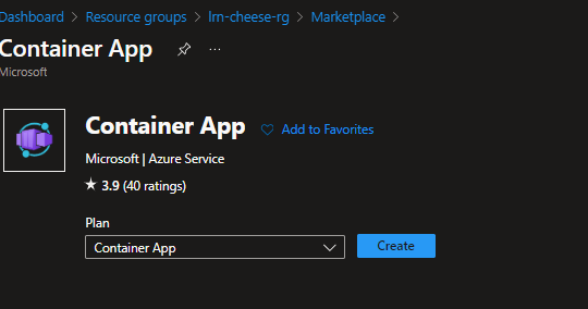 Container App Create