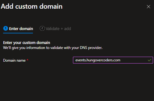 Domain Name Azure Address